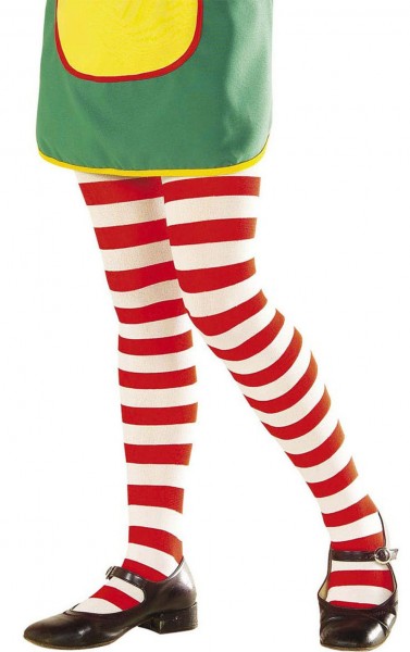 White-Red Striped Tights for Kids