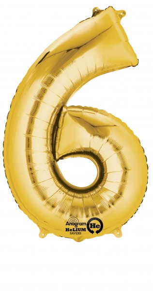Zahlenballon 6 gold 88cm