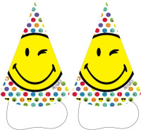 8 Smile the World party hats 16cm