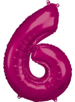 Pinker Zahl 6 Folienballon 86cm