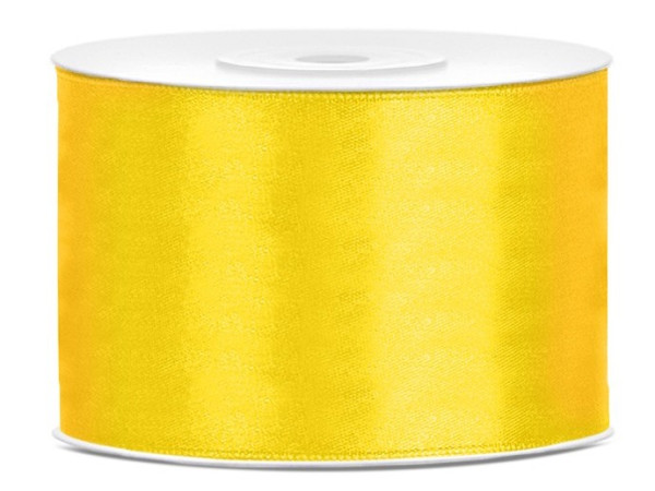 25m satynowa wstążka prezentowa żółta o szerokości 5cm