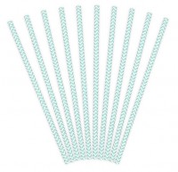Oversigt: 10 zigzag-papirstråer lyseblå 19,5 cm