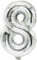 Preview: Foil balloon number 8 silver 43cm