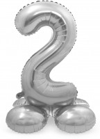 Nummer 2 ballon zilver 72cm
