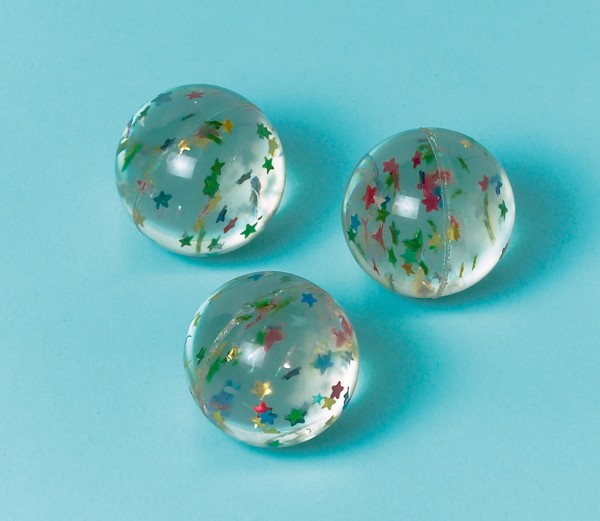 Balles rebondissantes transparentes amusantes avec étoiles scintillantes 12 pièces