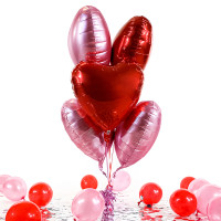 Vorschau: 5 Heliumballons in der Box mixed Rot & Rosa Herzen