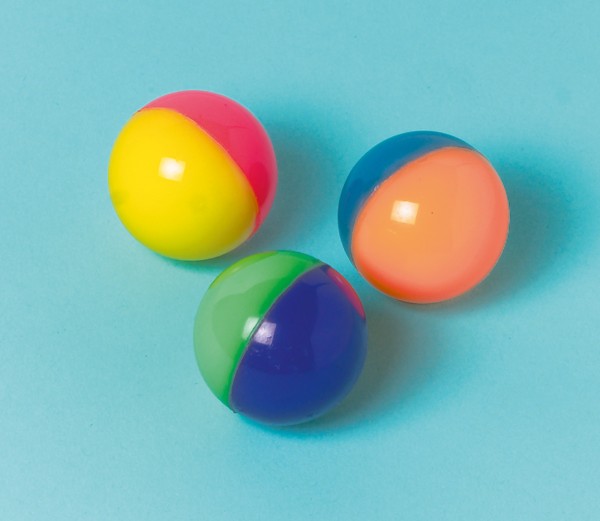 Balles rebondissantes amusantes bicolores pour sachets cadeaux 12 pièces