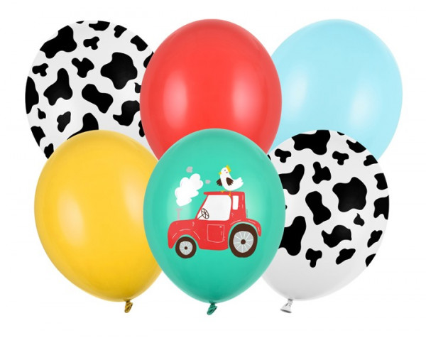 6 uroczych balonów Farm Life 30 cm