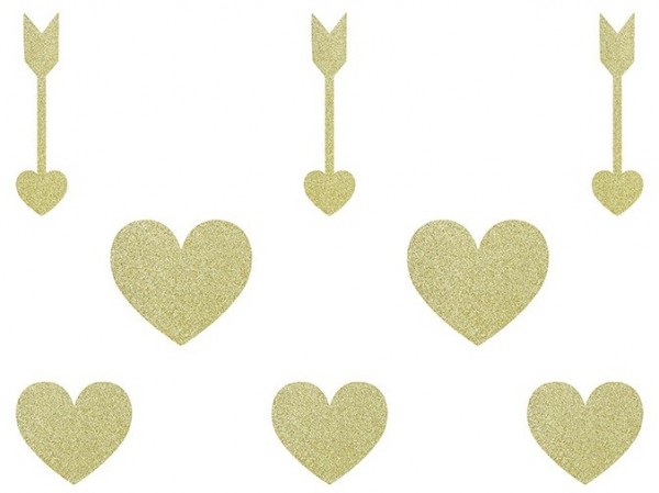 8 coeurs dorés dispersés Coeurs étincelants