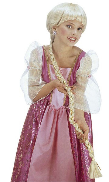 Prinsesse Rapunzel fletning paryk til børn