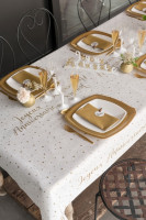 Aperçu: Nappe Joyeux Anniversaire blanc-doré 3 x 1.2m