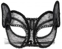 Preview: Pointed cat half mask with rhinestones