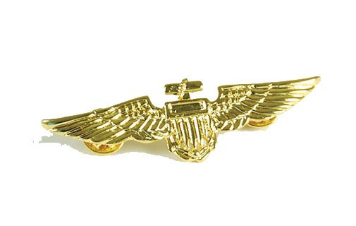 Golden pilot aviator badge