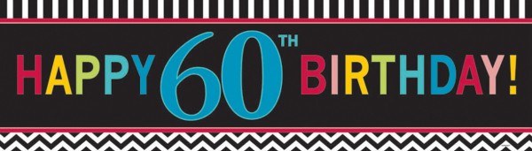 60ste verjaardag banner kleurrijk 165cm