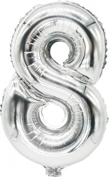 Folieballon nummer 8 zilver 43cm