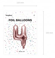 Vorschau: Metallic Zahlenballon 4 roségold 35cm