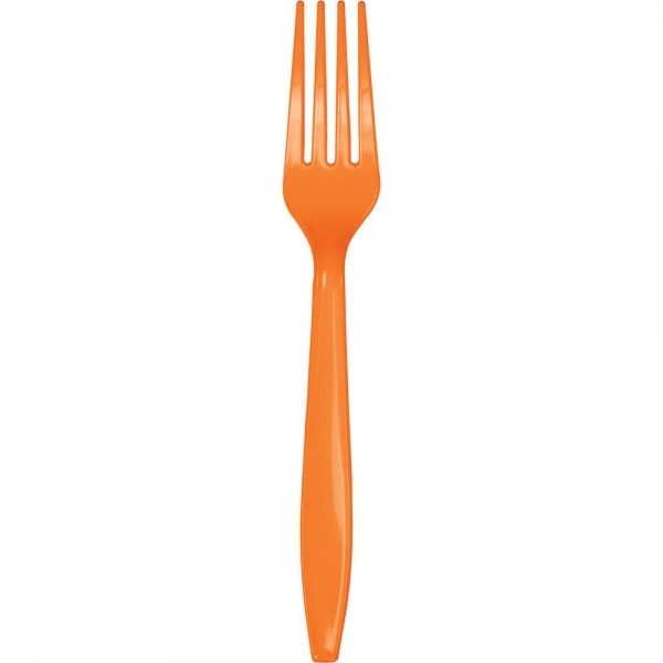 24 Premium Plastic Vorken Oranje, 15 cm, Wasbaar en Herbruikbaar