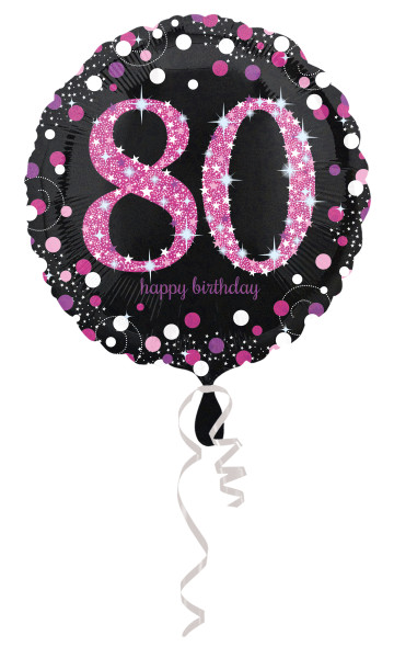 Rosa 80-års folieballong 43cm