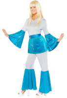 Disfraz de reina disco años 70 para mujer azul