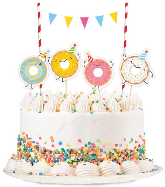 Set di decorazioni per torta con ciambella felice