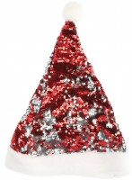 Vorschau: Rot-silberne Pailletten Weihnachtsmütze
