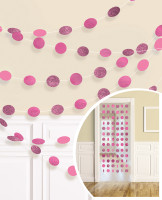 6 decoratieve hangers Sparkling Circles Pink