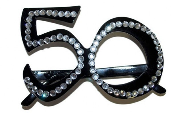 Gafas de fiesta de 50 cumpleaños con pedrería