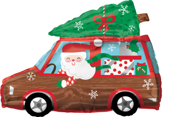 Palloncino Babbo Natale in macchina 50 x 38cm