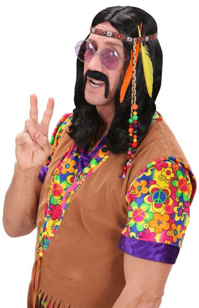 Cerchietto hippie colorato con piume e perline 2