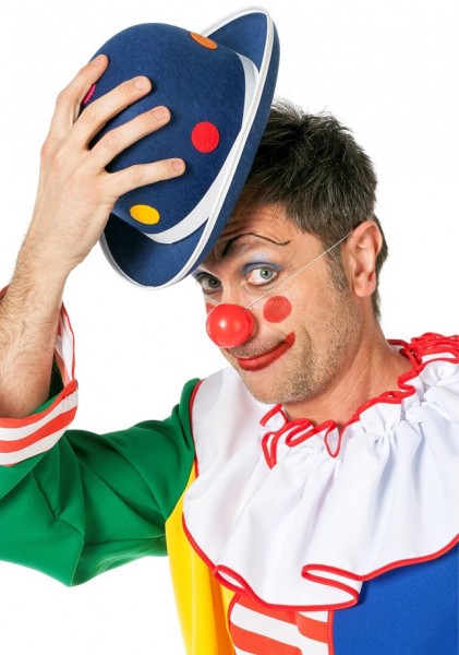 Blå Clown Bowler Hatt Med Polka Dots
