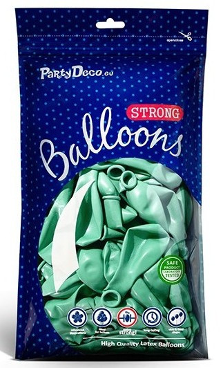 50 Partystar metallic balloons mint 27cm
