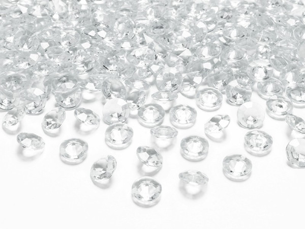 100 spredte dekorative diamanter, gennemsigtig, 1,2 cm