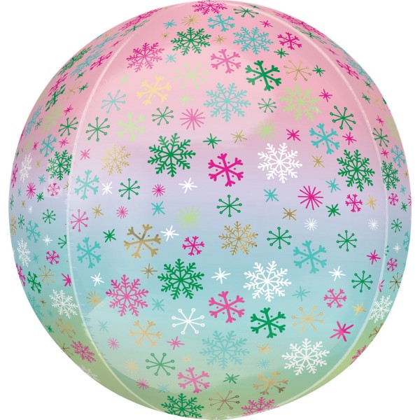 Ombré Schneeflocken Orbz Ballon 40cm