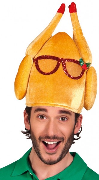 Funny turkey santa hat with glasses
