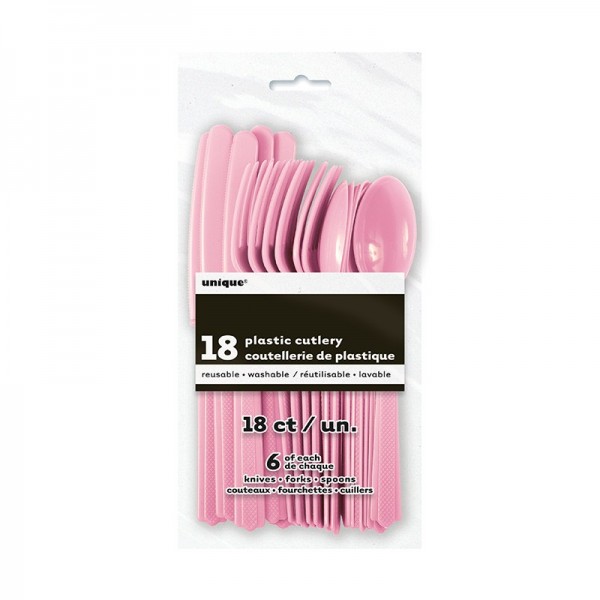Party cutlery set Luise light pink 18 pieces 2