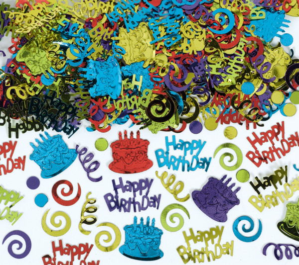 Tillykke med fødselsdagen konfetti lavet af folie