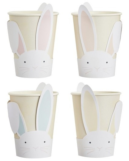 8 gobelets en papier pastel lapins de Pâques