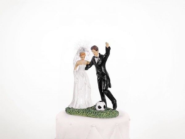 Figurine gâteau mariage couple football 14cm 3