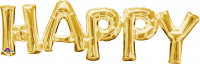 Folienballon Schriftzug Happy in Gold 76x25cm