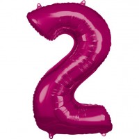 Vorschau: Pinker Zahl 2 Folienballon 86cm