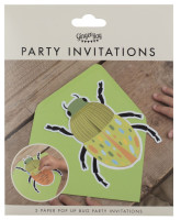 Oversigt: 5 Einladungskarten Bunte Käferparade