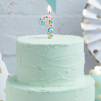 Anteprima: Candela per torta numero 9 mix & match colorata 9cm