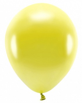 10 ballons Eco métalliques jaunes 26cm