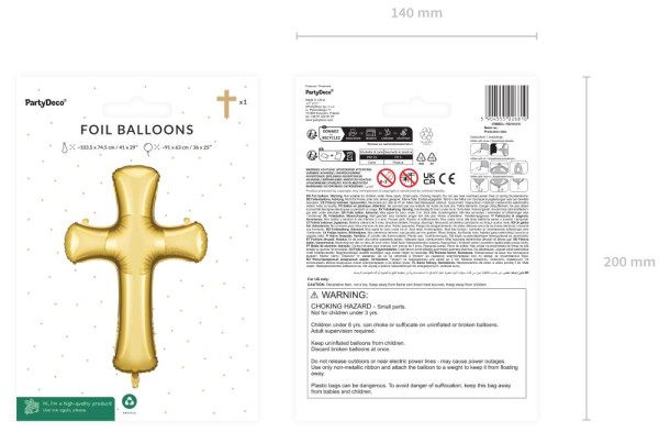 Folienballon Goldenes Kreuz 1,03m 4