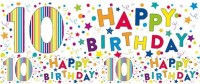 Happy Birthday Banner 10. Geburtstag bunt 2,6 m Folienband