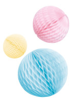 3 Shiny Pastell Honeycomb Balls