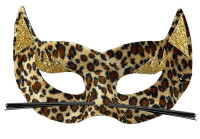 Leopard glittermaske med bart