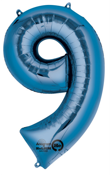 Balon numer 9 niebieski 86 cm