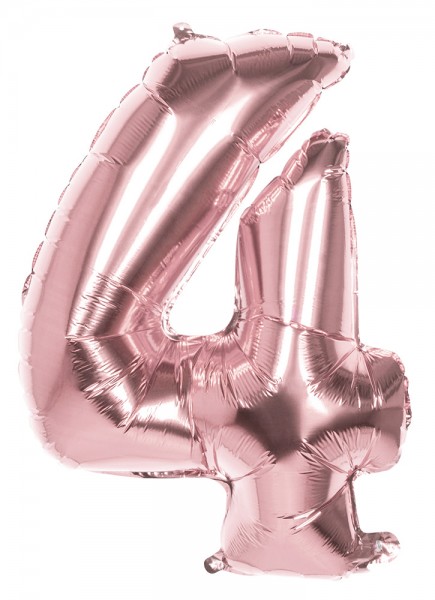 Rosa guld nummer 4 folieballong 86cm
