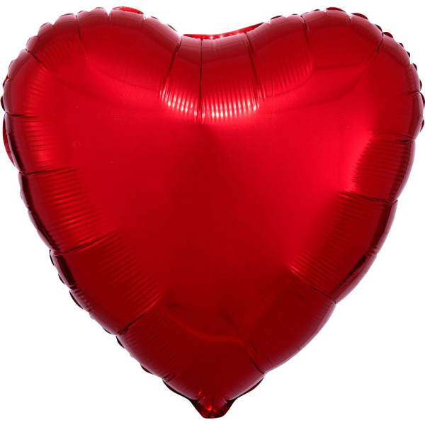 Metallic Love hjerte ballon rød